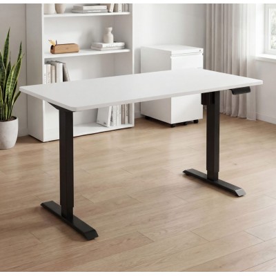 Rašomasis stalas GRAVITY su el. aukščio reguliavimo f-ja (Baltas/Juodos kojos)